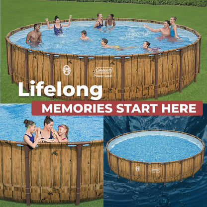 Coleman Power Steel 22 Ft Round Above Ground Pool Set - Durable Corrosion Resistant Steel Frame