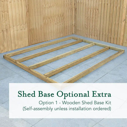 Forest 4Life Overlap Pressure Treated Pent Wooden Shed 8x6 - 25 Year Guarantee And Base Kit Included