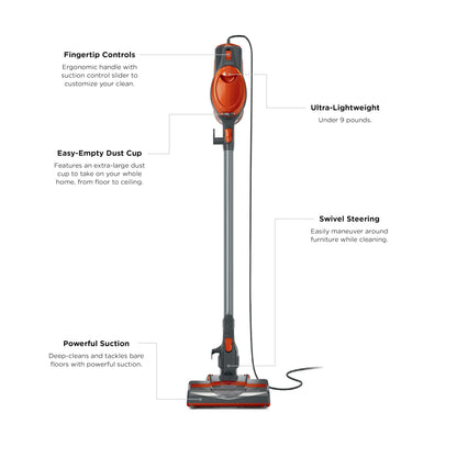 Shark Rocket Ultra Light Corded Stick Vacuum Lightweight 2 In 1 Handheld For Pet Hair And Upholstery