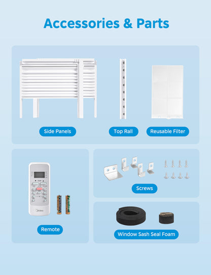 Midea EasyCool 5000 BTU Window Air Conditioner - Cools Rooms Up To 150 Sq Ft With Reusable Filter And Remote