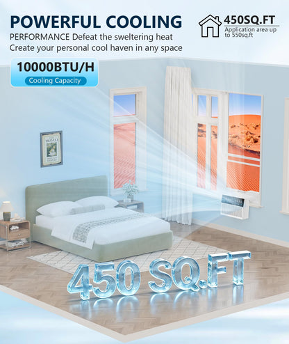 KISSAIR 10000 BTU U Shaped Window AC - 3 In 1 With Dehumidifier And Fan Timer And ECO Mode For Rooms Up To 450 SqFt