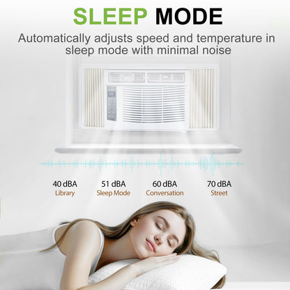 Hykolity 6000 BTU WiFi Window Air Conditioner - Smart Remote Energy Saving Easy Install Kit Cools Up To 250 Sq Ft