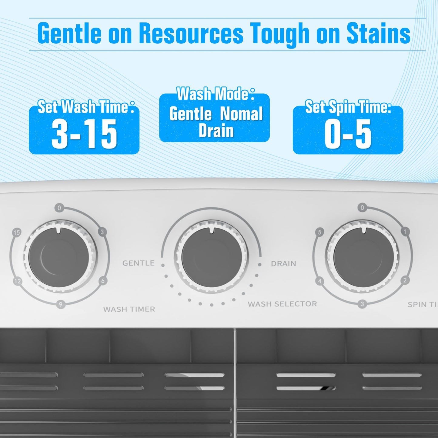 SUNCROWN Portable Twin Tub Semi Automatic Washing Machine - Energy Saving Compact Laundry for Apartments and RVs