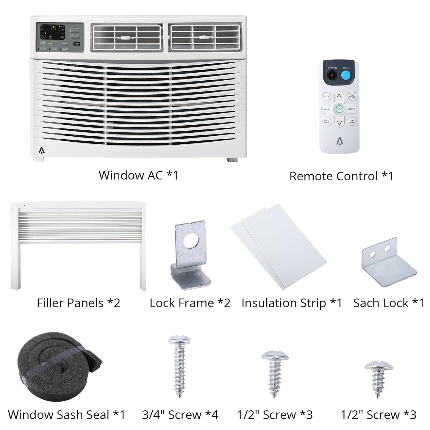 MERXENG 8000 BTU Window Air Conditioner - Energy Efficient Quiet Operation With Remote Control And WiFi Plus