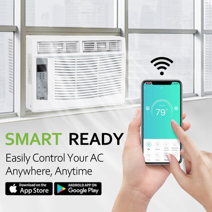 Hykolity 6000 BTU WiFi Window Air Conditioner - Smart Remote Energy Saving Easy Install Kit Cools Up To 250 Sq Ft