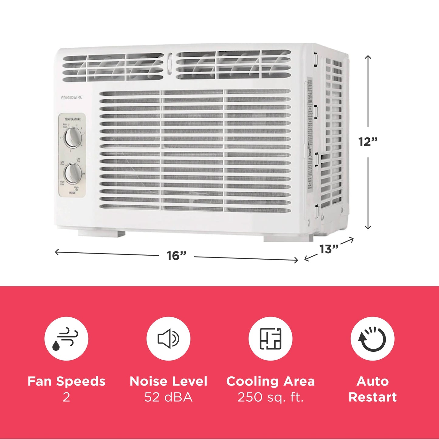 Frigidaire 5000 BTU Window Air Conditioner - Quiet Operation And Effortless Temperature Control For Up To 150 Sq Ft