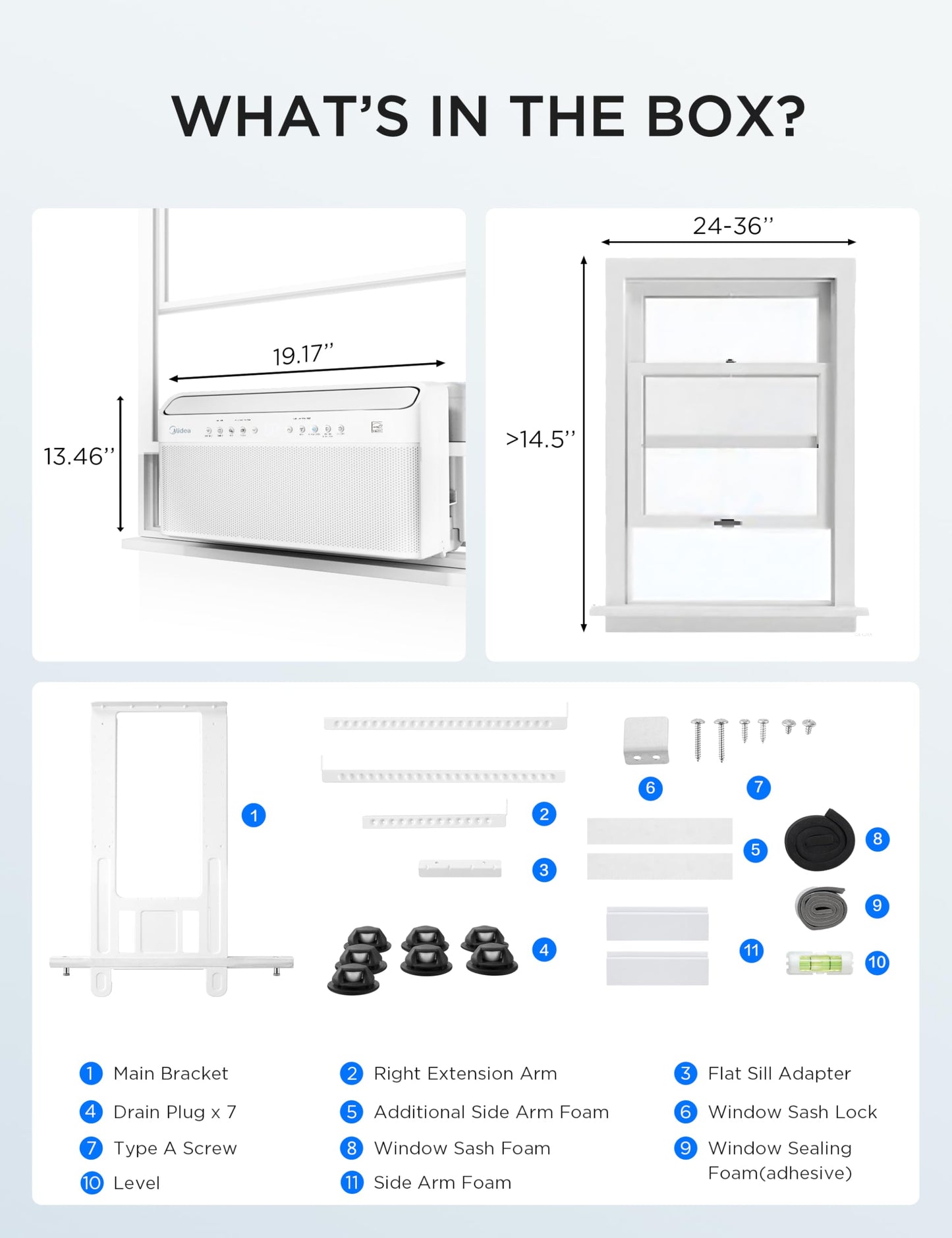 Midea 8000 BTU U Shaped Smart Inverter Window AC Ultra Quiet Cools 350 Sq Ft Alexa Google Assistant Compatible
