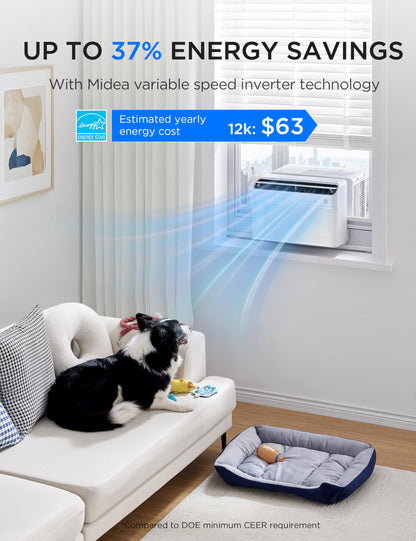 Midea U Smart Inverter Window AC 12,000 BTU - Ultra Quiet U Shaped Design Alexa Google Assistant Compatible