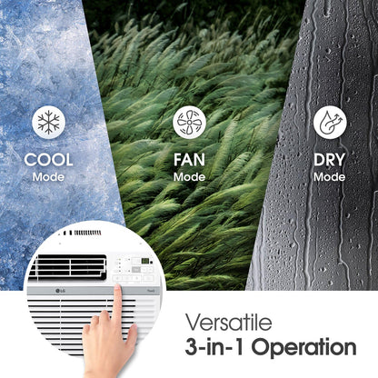 LG 8000 BTU Window Air Conditioner - Quiet 53 dB Operation With Remote And 3 Cooling Speeds