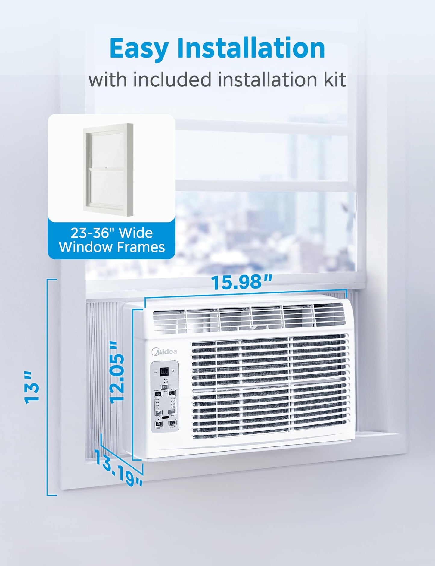 Midea EasyCool 5000 BTU Window Air Conditioner - Cools Rooms Up To 150 Sq Ft With Reusable Filter And Remote
