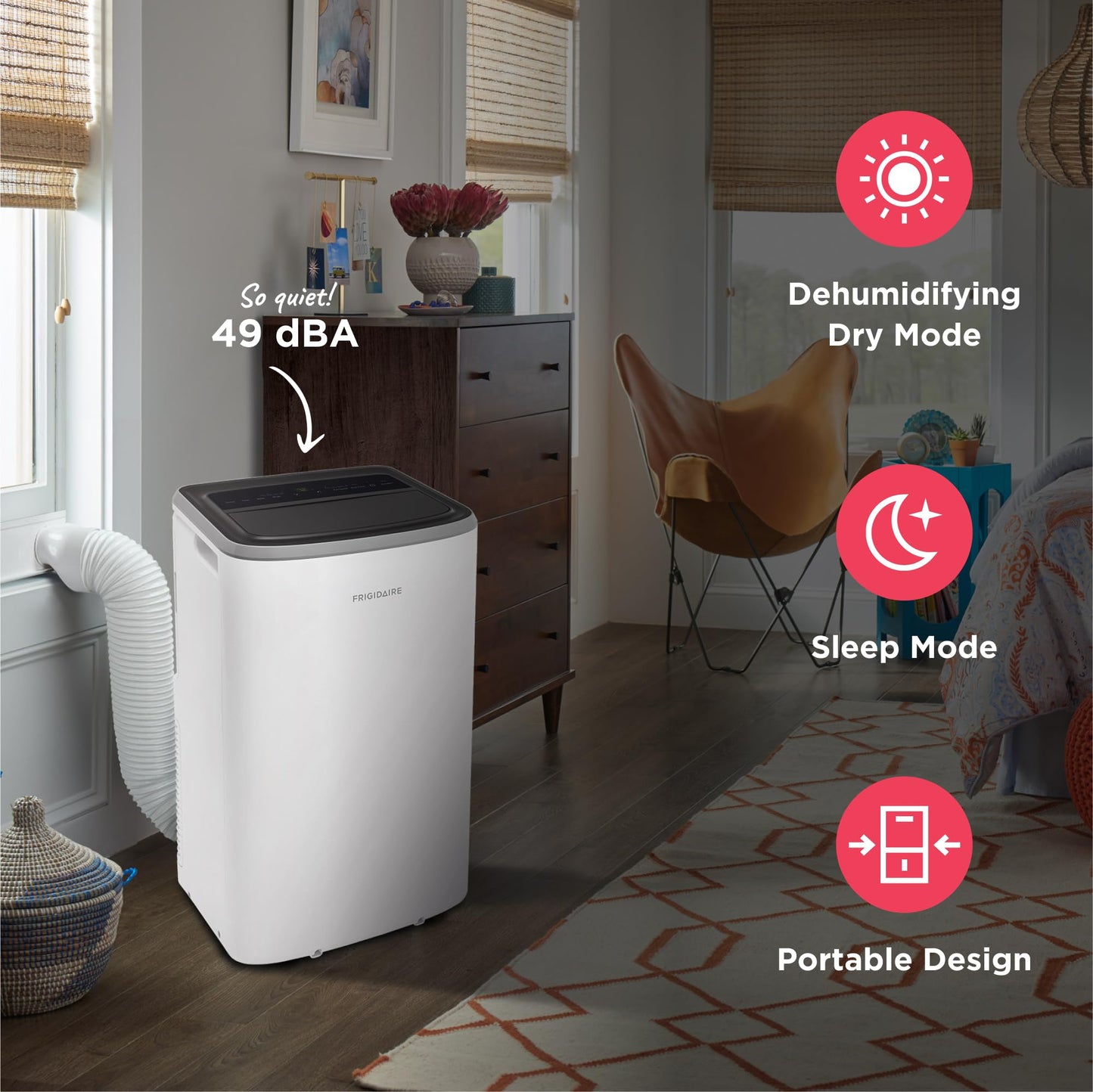 Frigidaire 3-In-1 Portable Room Air Conditioner 10000 BTU ASHRAE 6500 DOE - Cools Up To 450 Sq Ft Quiet Operation