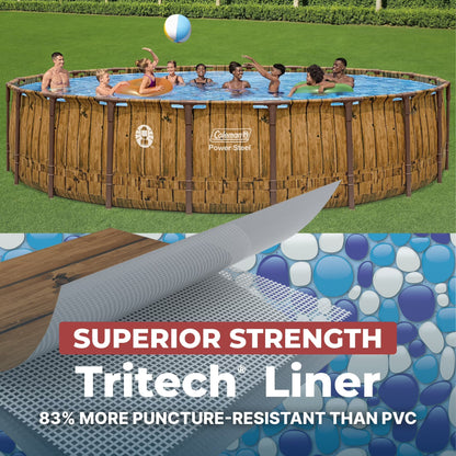 Coleman Power Steel 22 Ft Round Above Ground Pool Set - Durable Corrosion Resistant Steel Frame