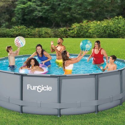 Funsicle 15ft Oasis Above Ground Metal Frame Swimming Pool - Easy Setup SmartConnect Pro Poles TwoInOne Skimmer