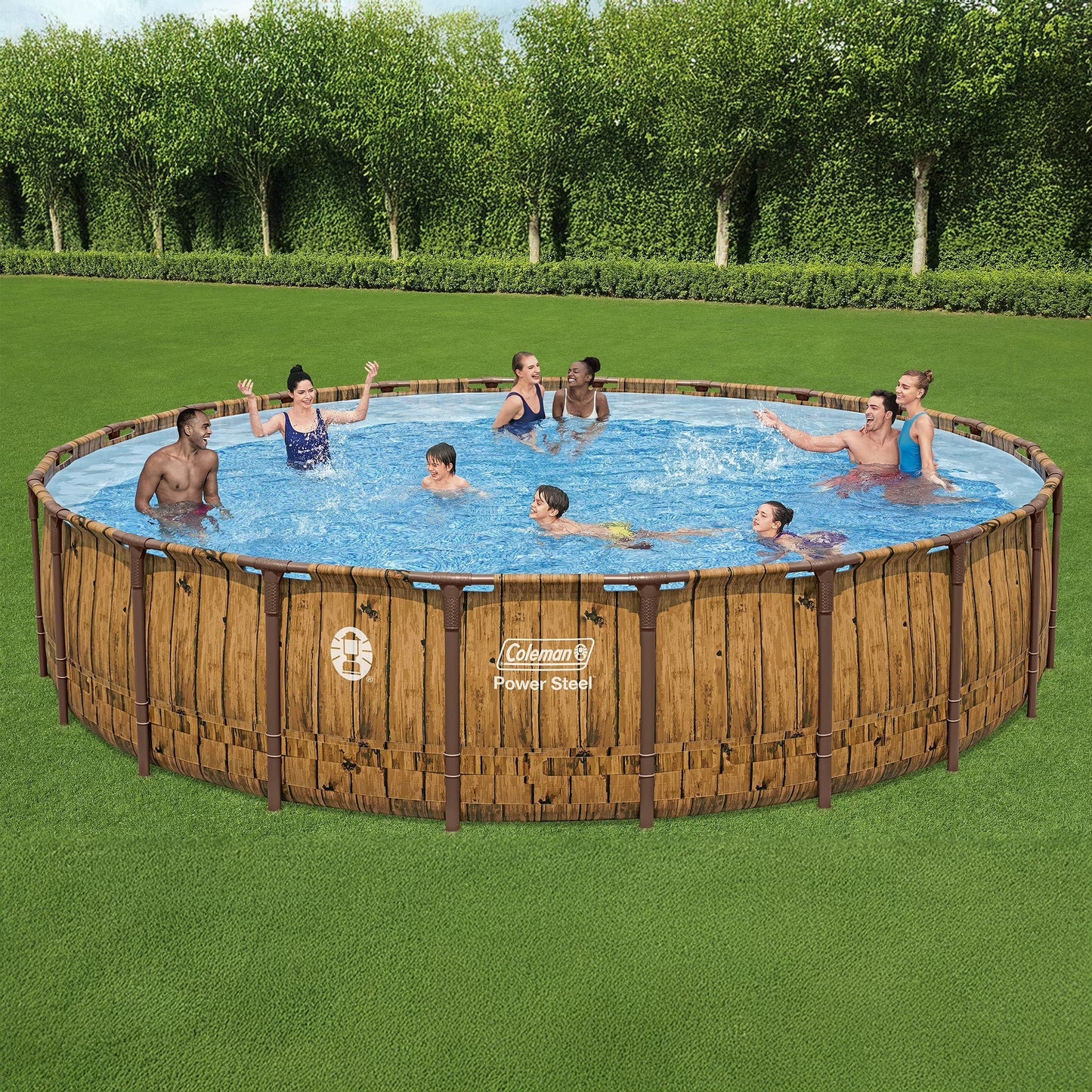 Coleman Power Steel 22 Ft Round Above Ground Pool Set - Durable Corrosion Resistant Steel Frame