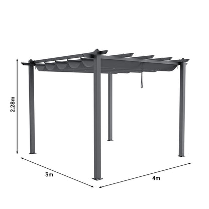 Aluminum Framed Garden Pergola with Retractable Canopy