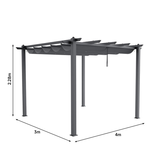 Aluminum Framed Garden Pergola with Retractable Canopy