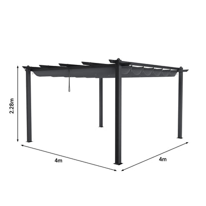 Aluminum Framed Garden Pergola with Retractable Canopy