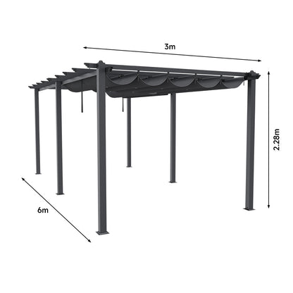 Aluminum Framed Garden Pergola with Retractable Canopy