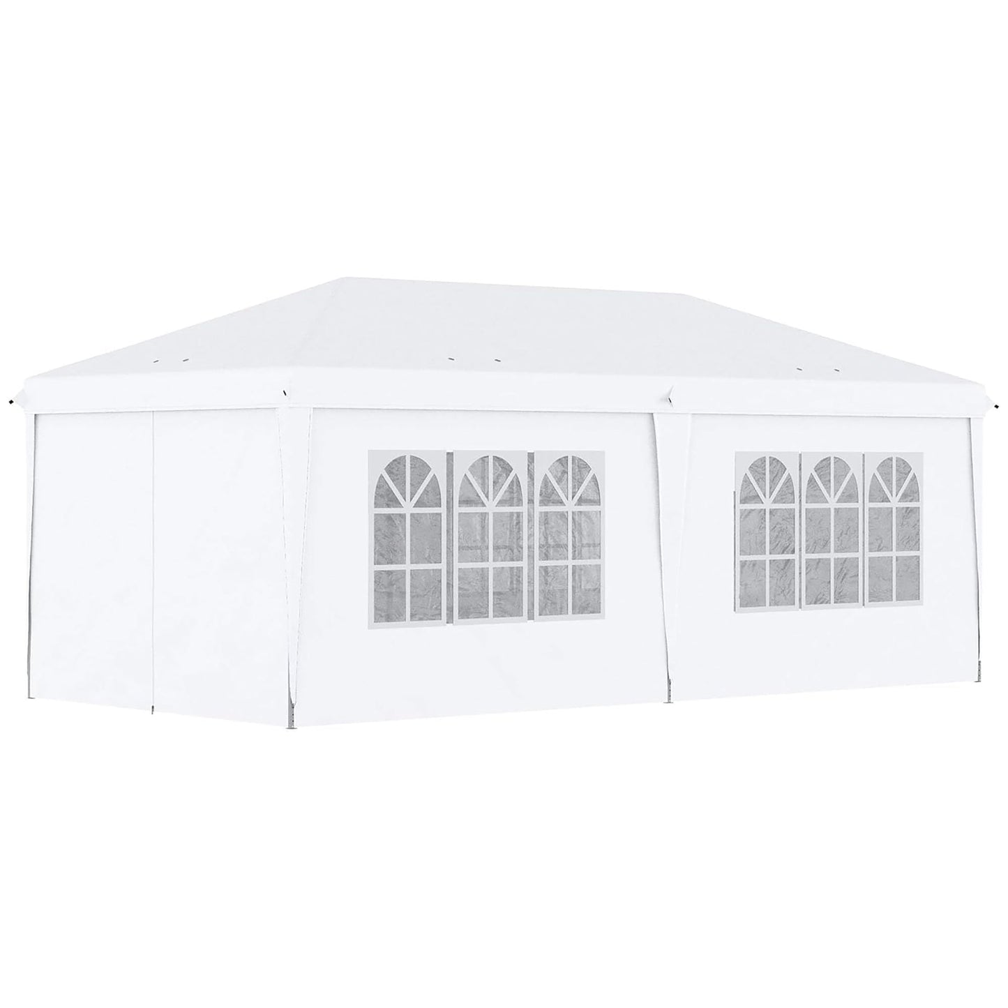 Outsunny 3x6m Garden Pop Up Gazebo With Sidewalls Windows Carry Bag Black - Quick Assembly Outdoor Party Shelter