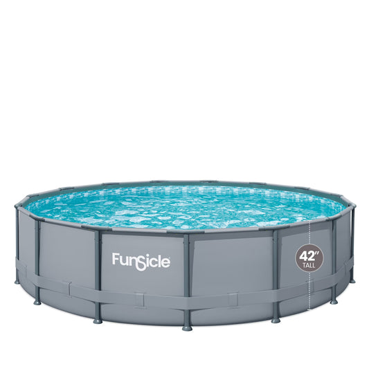 Funsicle 15ft Oasis Above Ground Metal Frame Swimming Pool - Easy Setup SmartConnect Pro Poles TwoInOne Skimmer