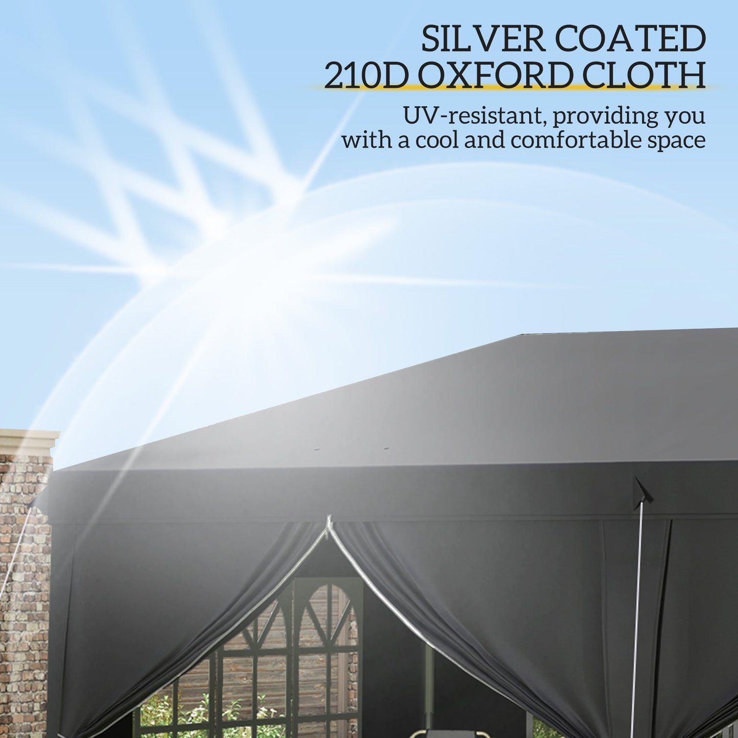 3 x 6m Garden Pop Up Gazebo, Wedding Party Tent with Sidewalls, Windows, Carry Bag, Black