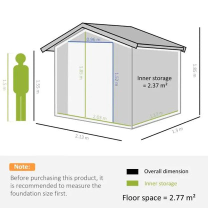 Outsunny 7 x 4ft Lockable Large Metal Garden Shed - Dark Grey - 845-030CG